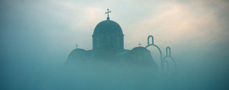 church in mist